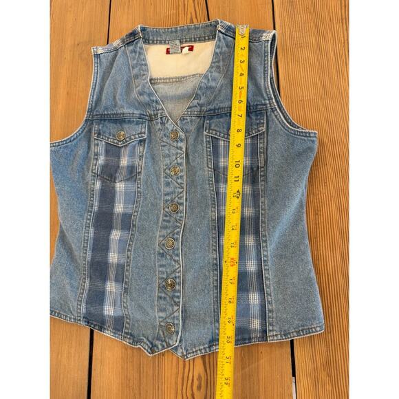 Women's‎ Roadhouse Jeans Denim Vest Plaid Medium Cotton - Picture 6 of 6